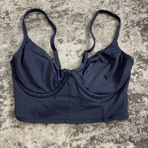 Shade & Shore Longline Underwire Bralette in Navy